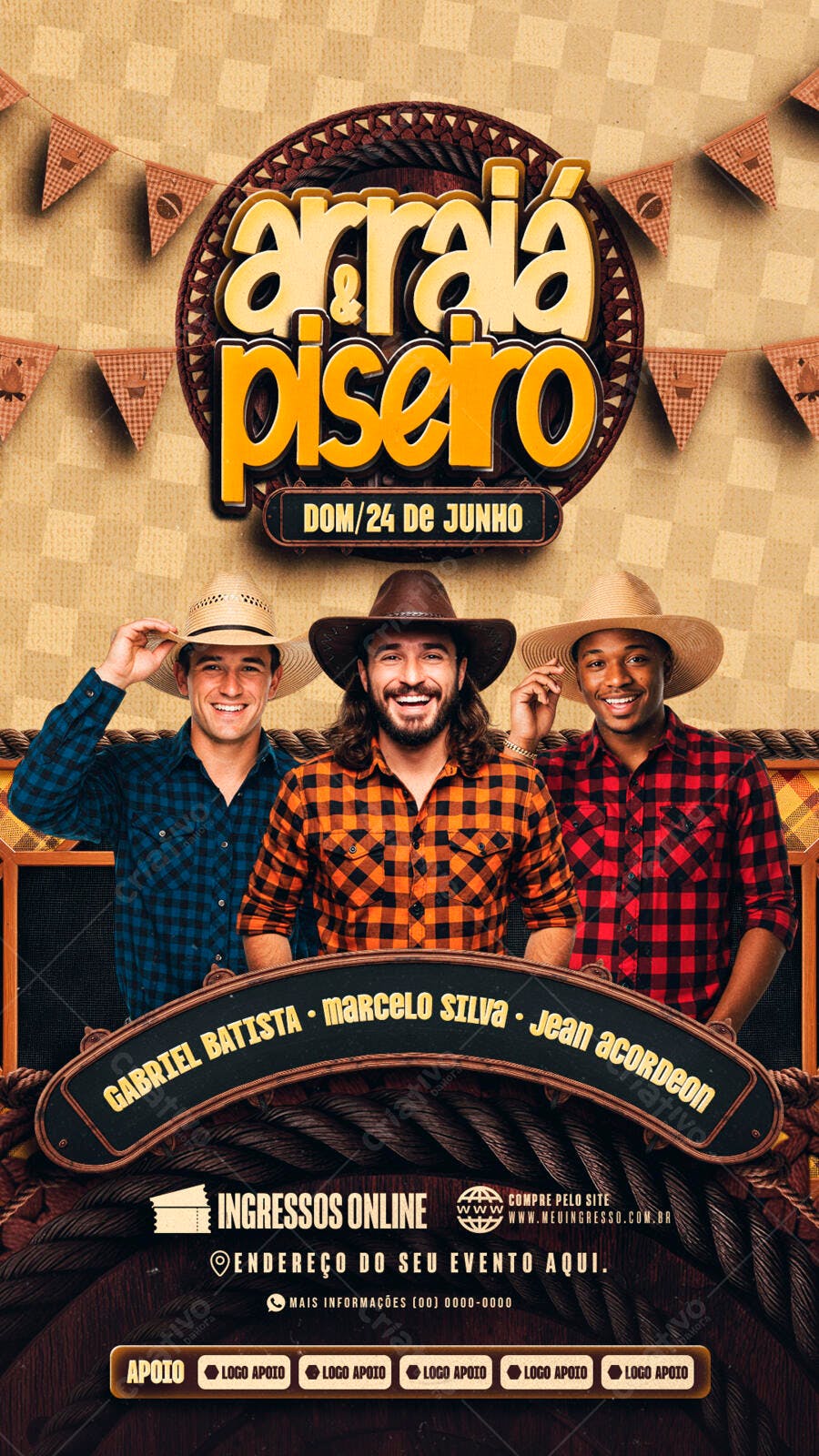 Flyer Arraia e Piseiro 24 de Junho PSD Editável