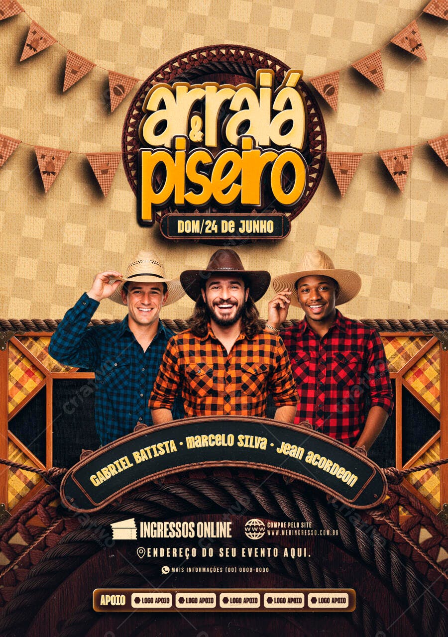 Flyer Festa Junina e Forró PSD Editável