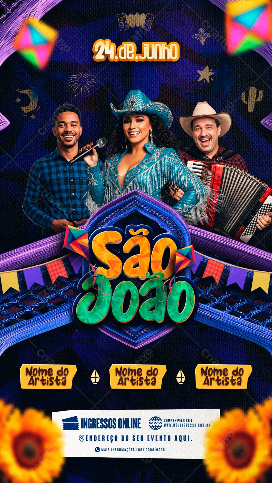 Flyer Festa Junina 24 de Junho PSD Editável