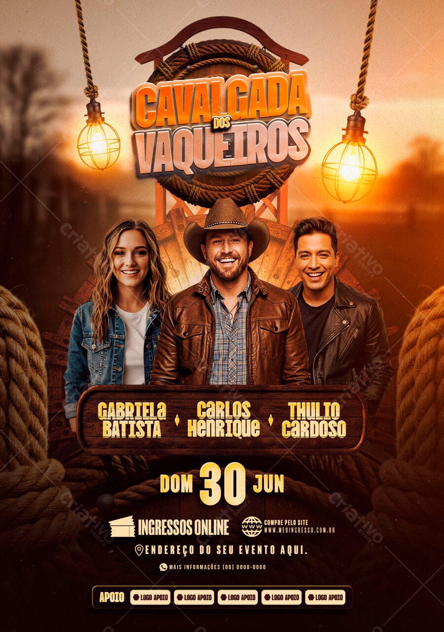 Flyer Cavalgada dos Vaqueiros PSD Editável