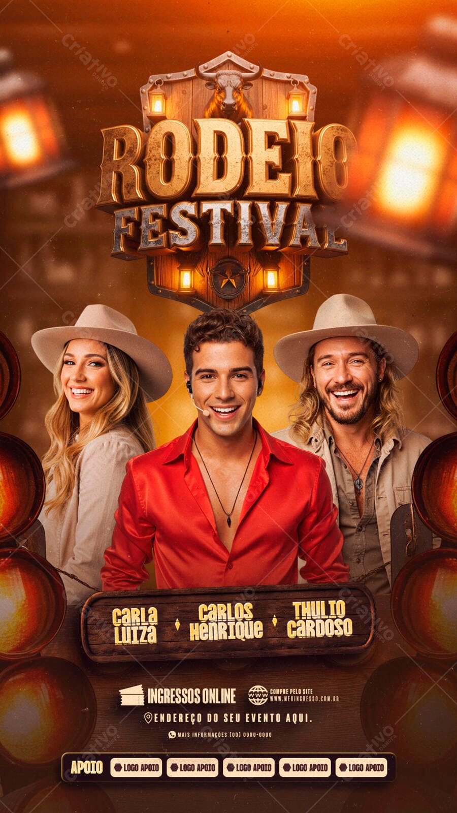 Flyer para Festa de Rodeio PSD Editável