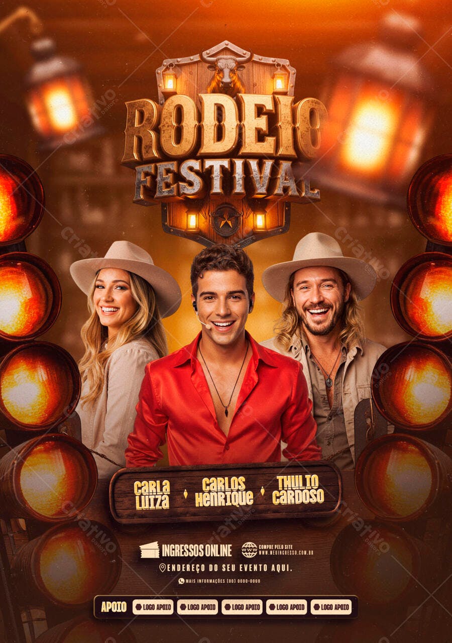 Flyer para Rodeio Festival PSD Editável