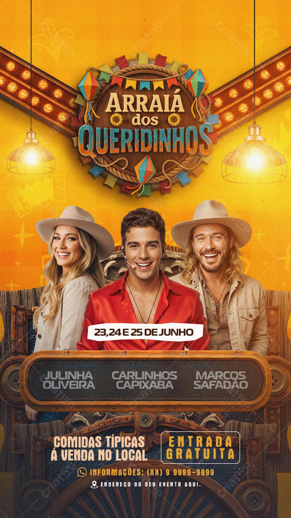 Flyer Arraiá dos Queridinhos story