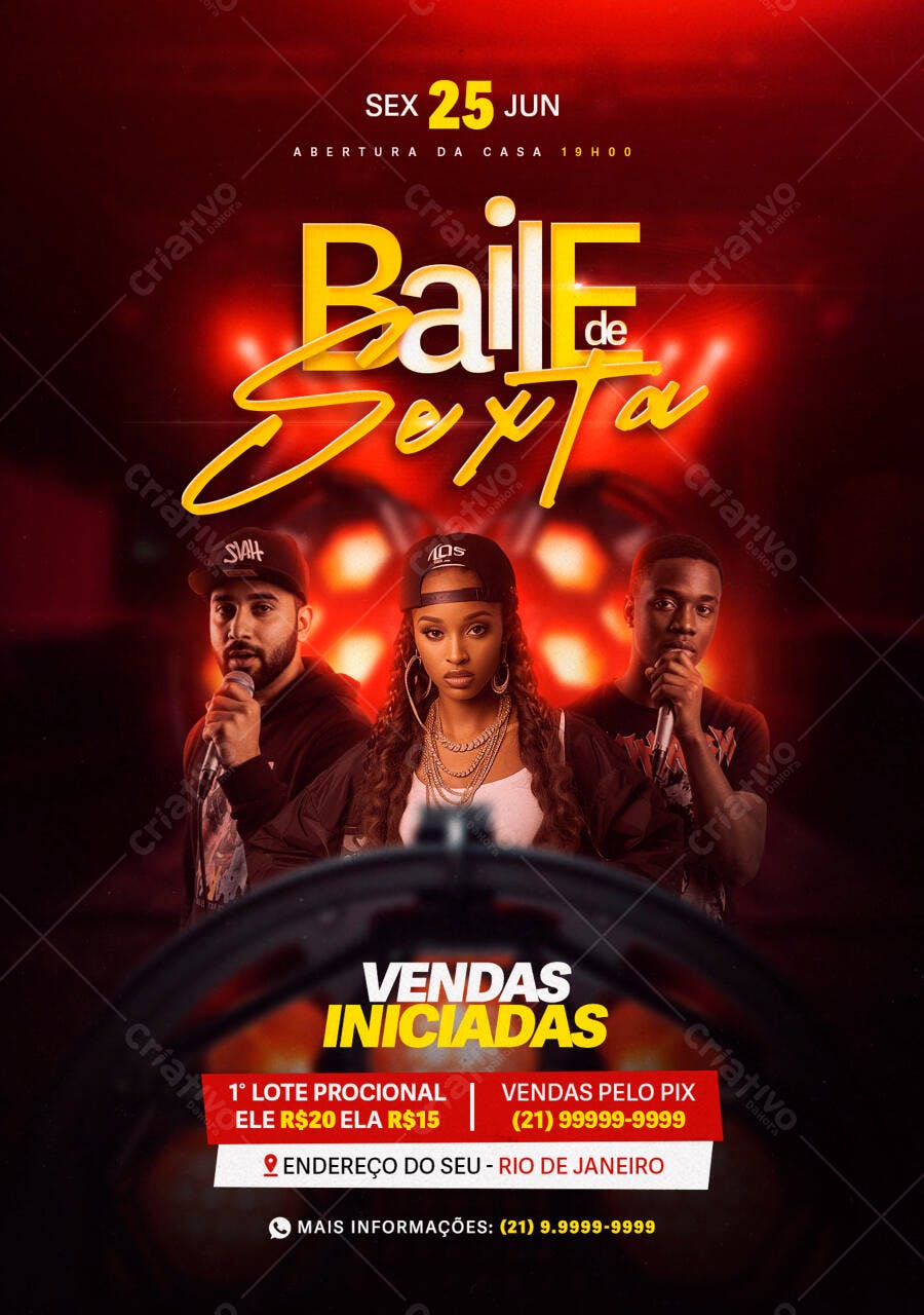 Flyer Baile de Sexta 25 de Junho PSD Editável