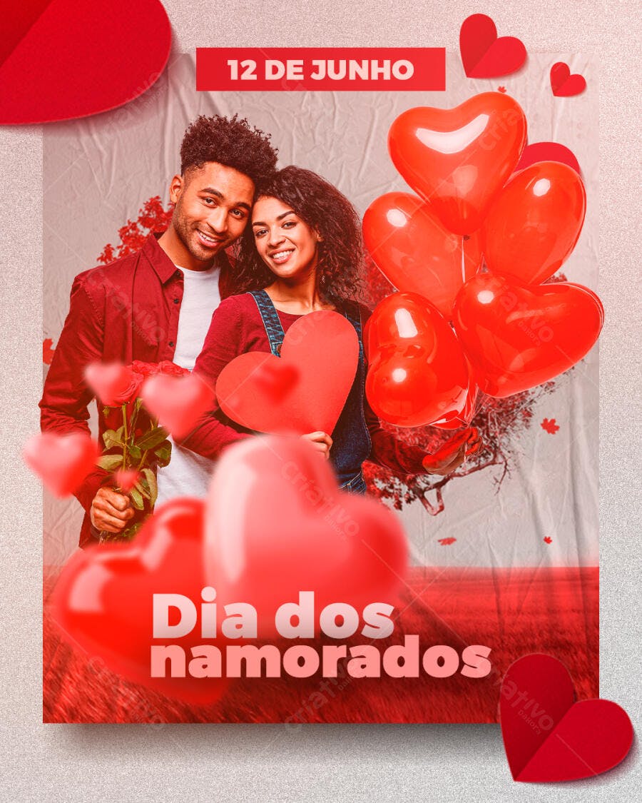 Flyer Dia dos Namorados 12 de Junho PSD Editável