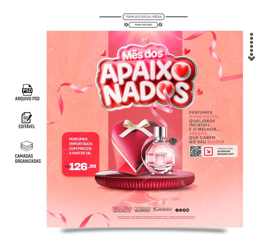 Flyer Mês dos Apaixonados PSD Editável