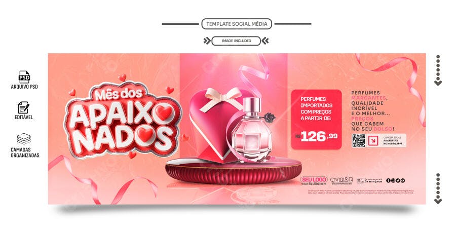 Banner Dia dos Namorados PSD Editável