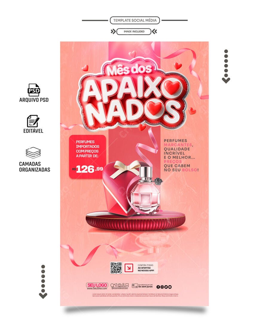 Flyer Mês dos Apaixonados PSD Editável