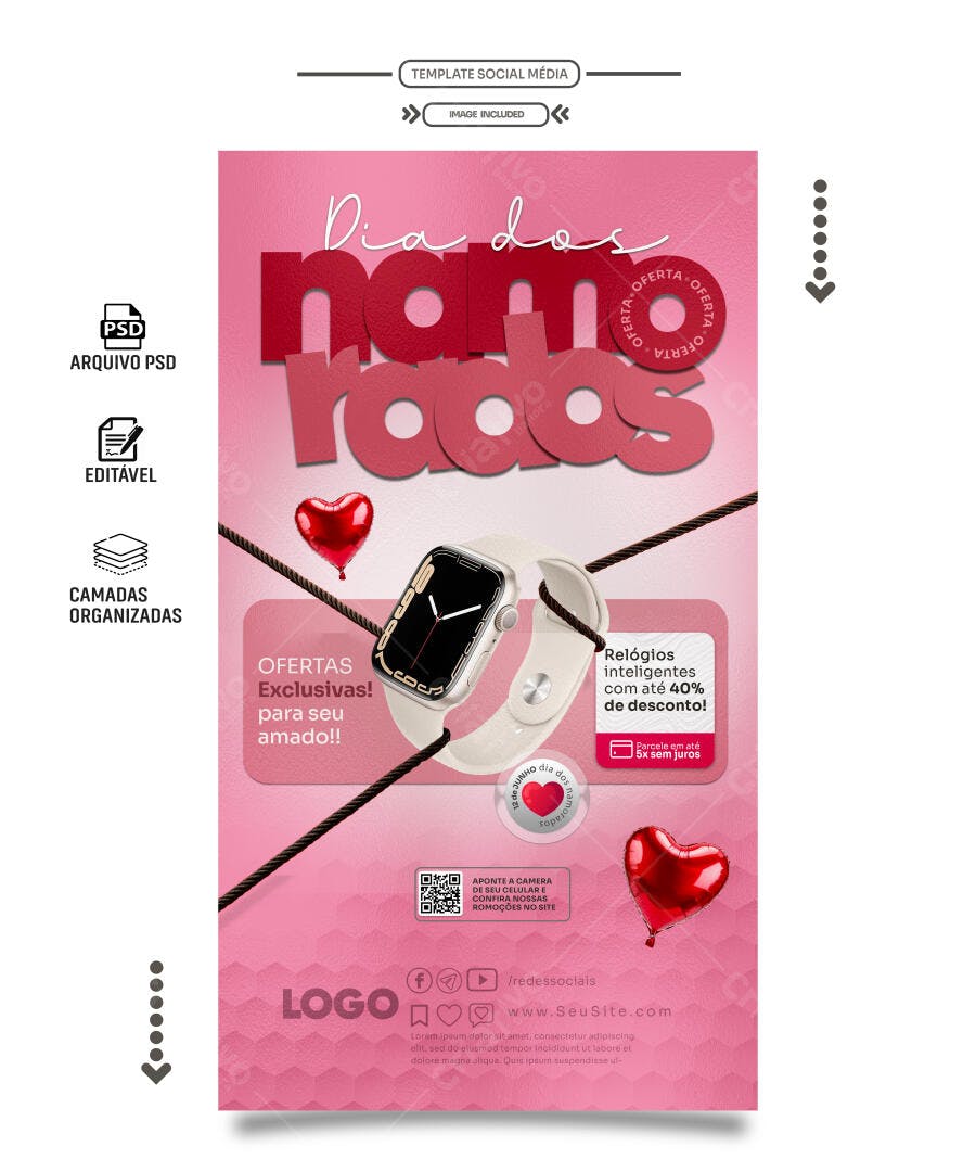 Flyer Dia dos Namorados PSD Editável