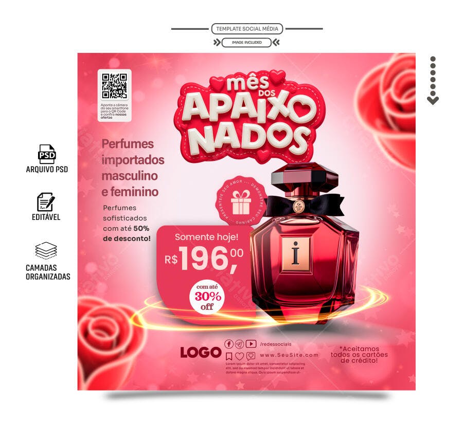 Flyer Dia dos Apaixonados PSD Editável