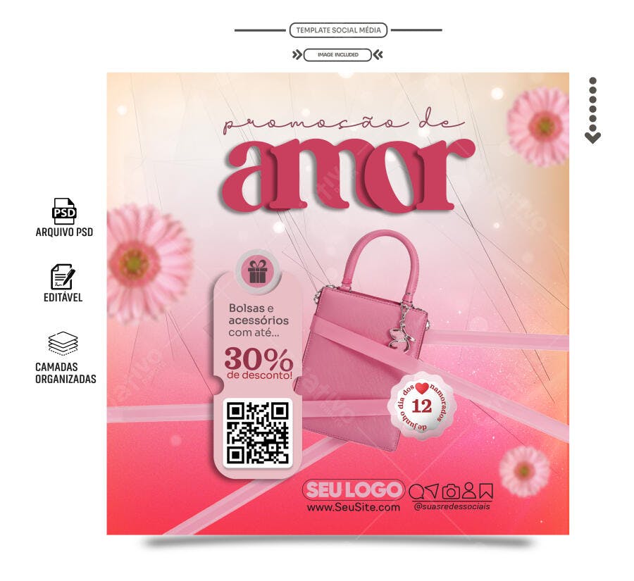 Flyer Dia dos Namorados PSD Editável