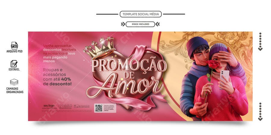 Banner Dia dos Namorados PSD Editável
