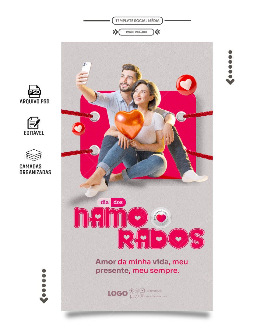 Post para o Dia dos Namorados PSD Editável