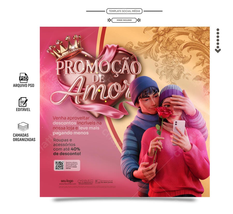 Flyer Dia dos Namorados PSD Editável