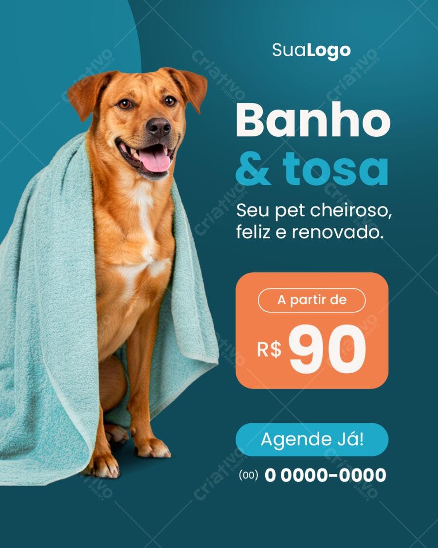 Banner Pet Shop Banho e Tosa PSD Editável