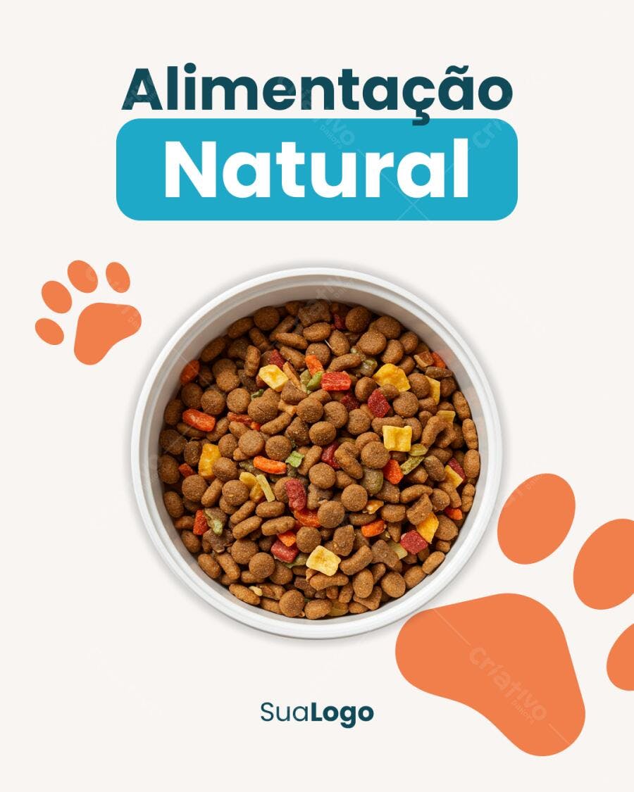 Post para Redes Sociais Alimentação Natural Pet PSD Editável