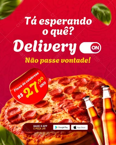 Arte pizzaria Editável no Canva
