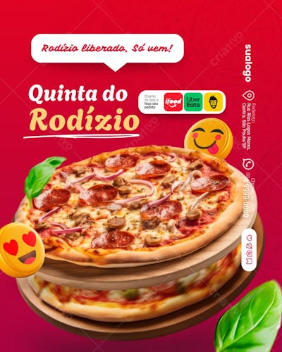 Arte pizzaria Editável no Canva