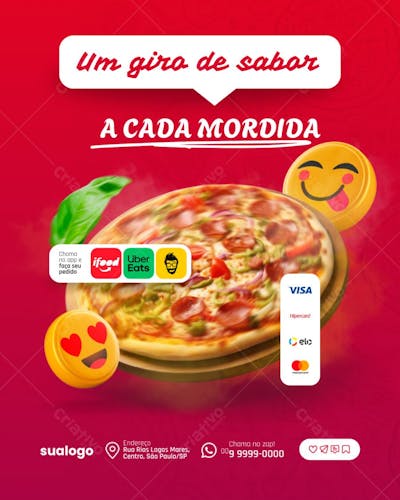 Arte pizzaria Editável no Canva