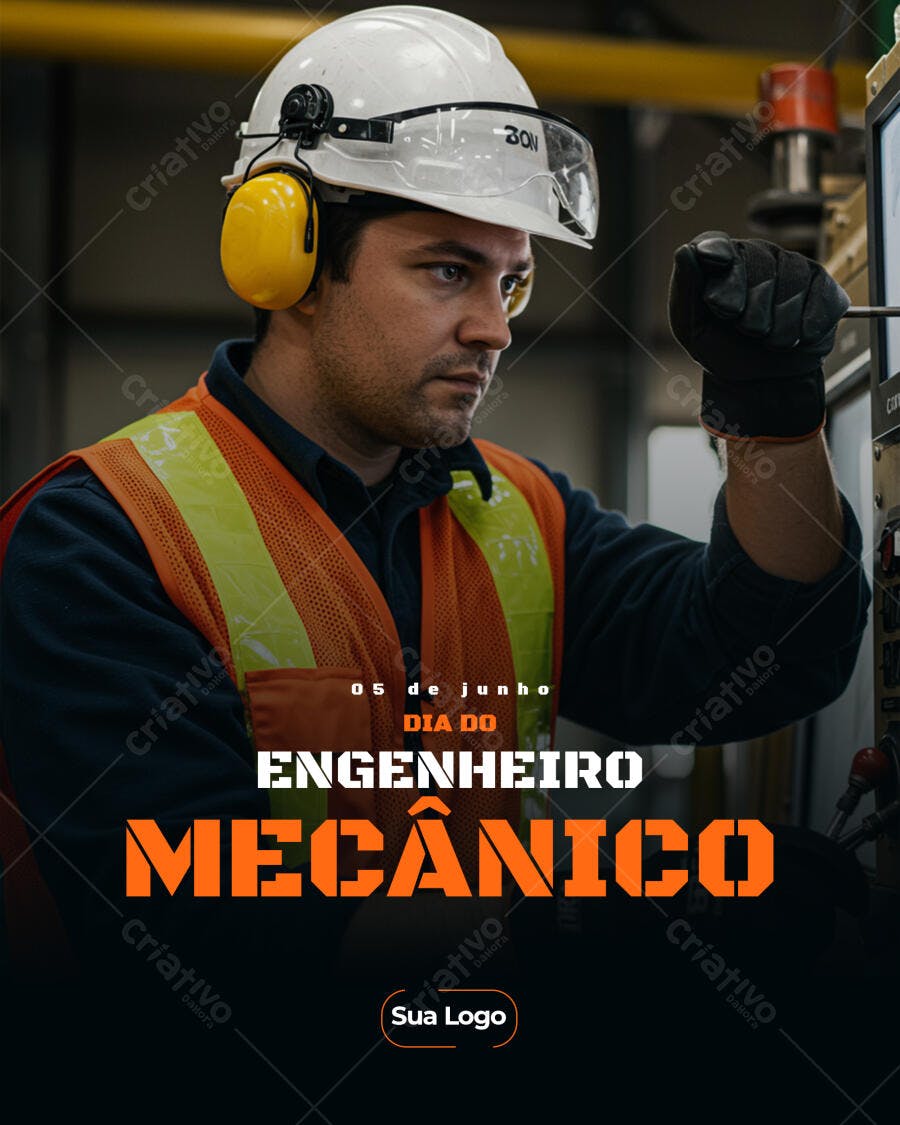 Post para o Dia do Engenheiro Mecânico PSD Editável