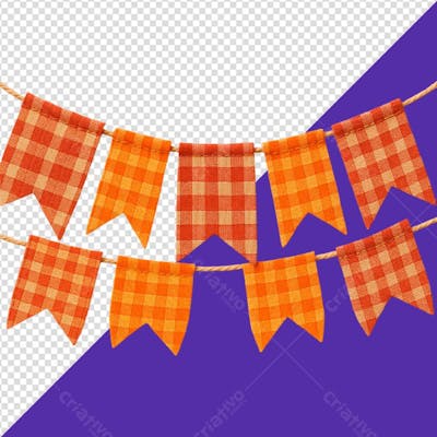 Bandeirolas Enfeite de Festa Junina Tecido Elemento PNG