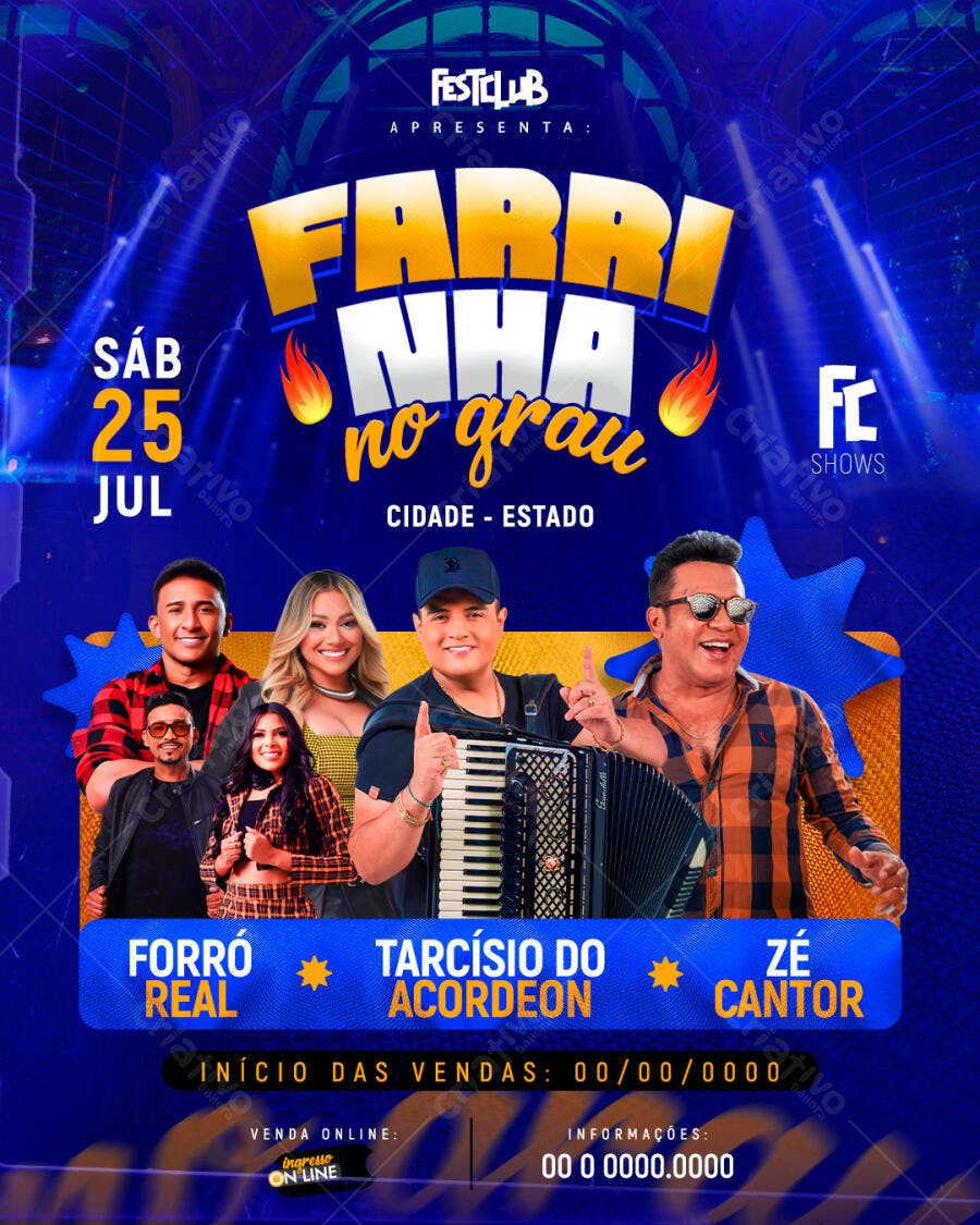 Flyer Festa de Forró 25 Julho PSD Editável