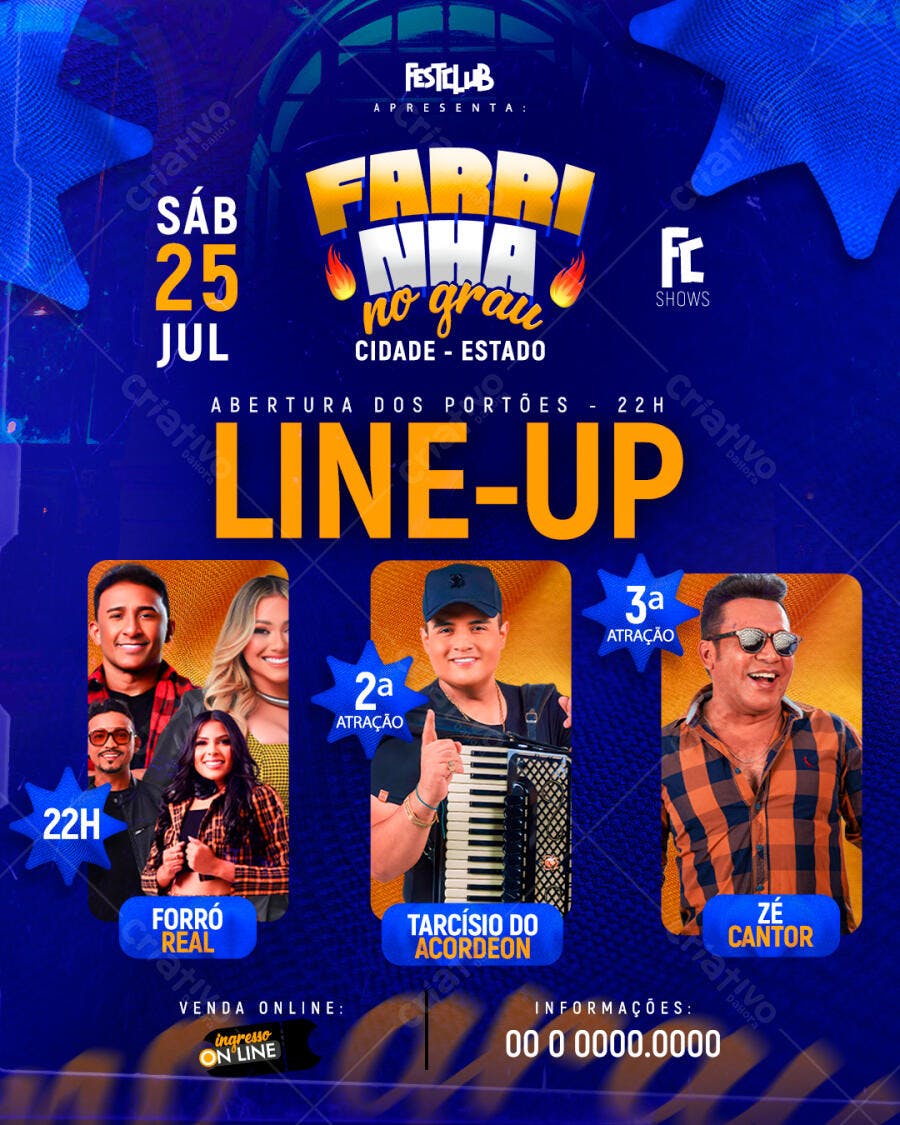 Flyer Festa Musical 25 Julho PSD Editável