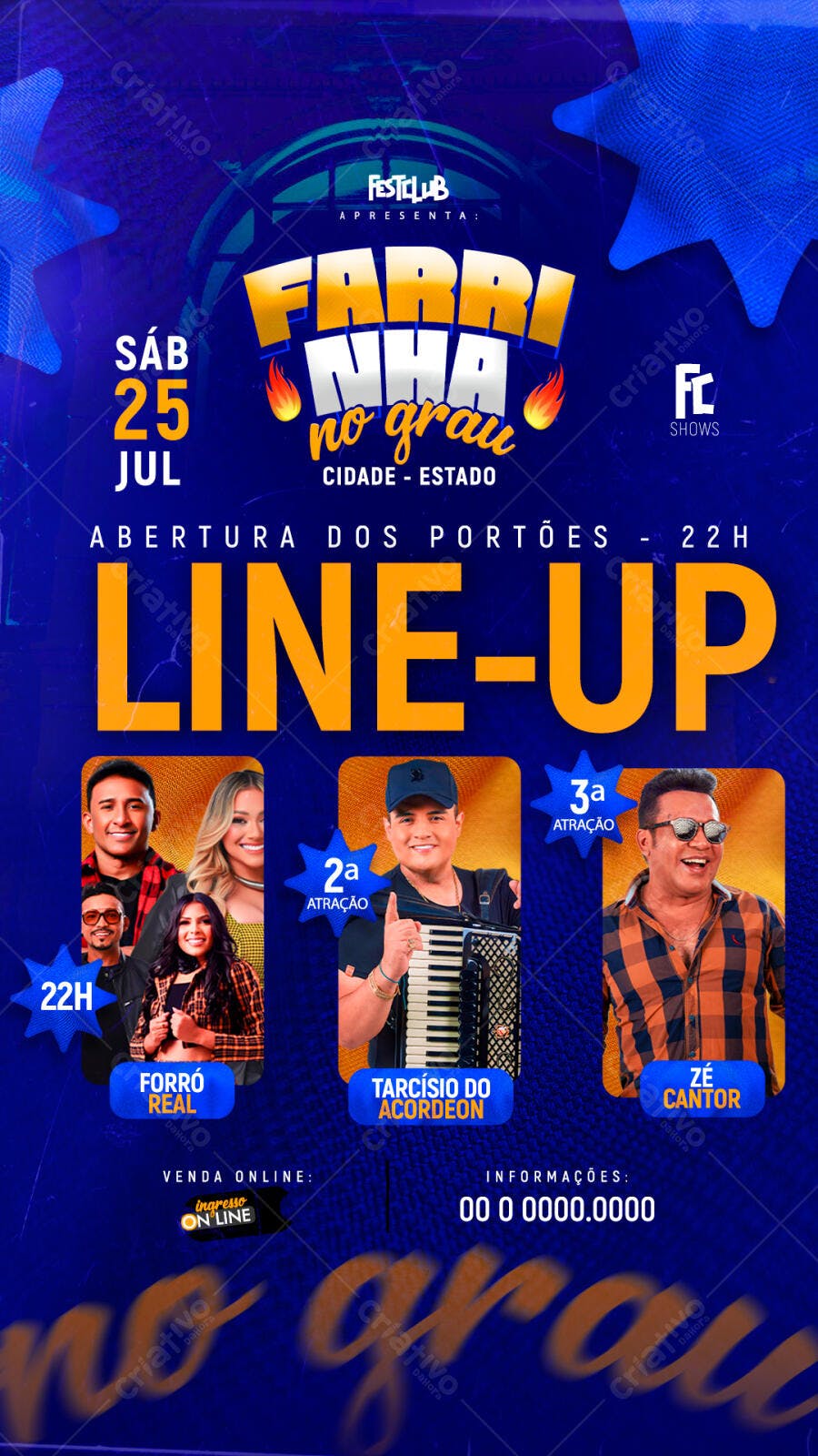 Flyer Festa Farra no Grau 25 Julho PSD Editável