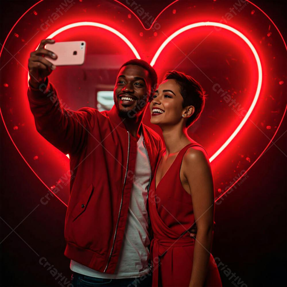 Casal de namorados tirando fotos PSD EDITÁVEL