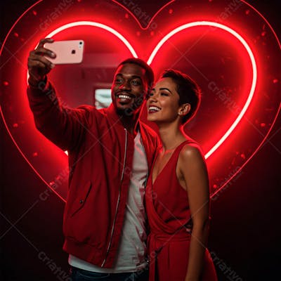 Casal de namorados tirando fotos PSD EDITÁVEL
