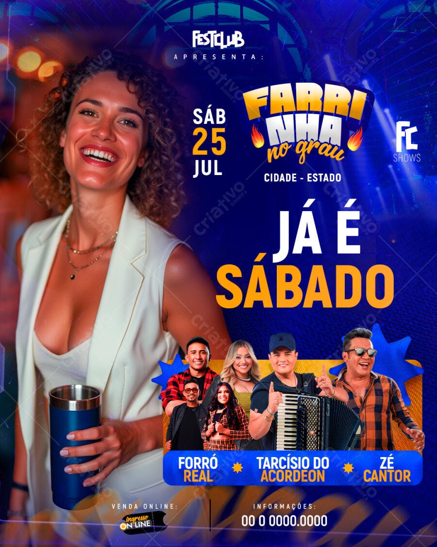 Flyer Festa Sertaneja 25 Julho PSD Editável