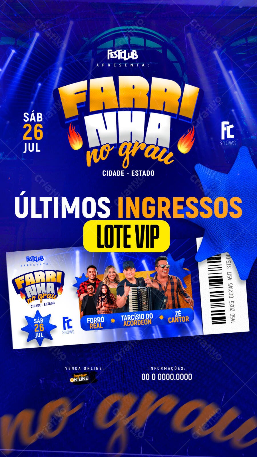 Flyer para Show de Forró 26 de Julho PSD Editável