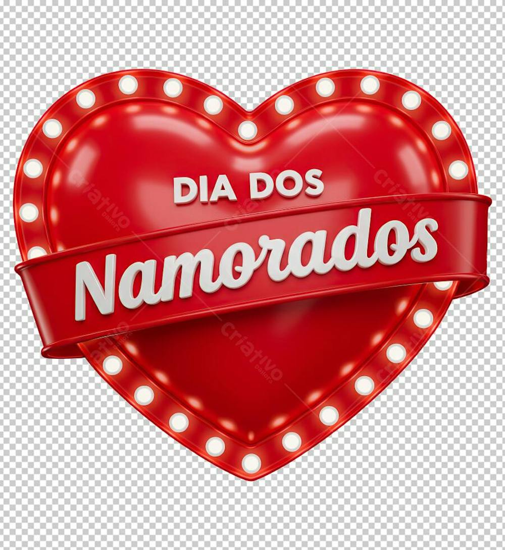 Selo Dia dos Namorados Vermelho Vintage em 3D