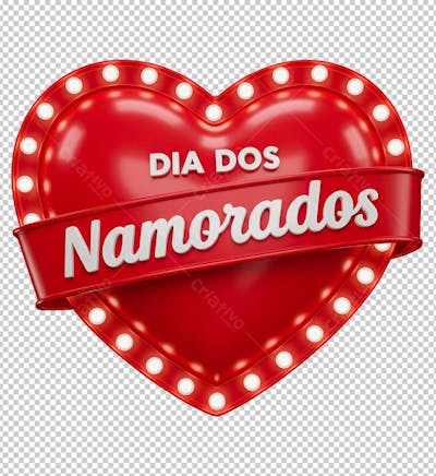 Selo Dia dos Namorados Vermelho Vintage em 3D