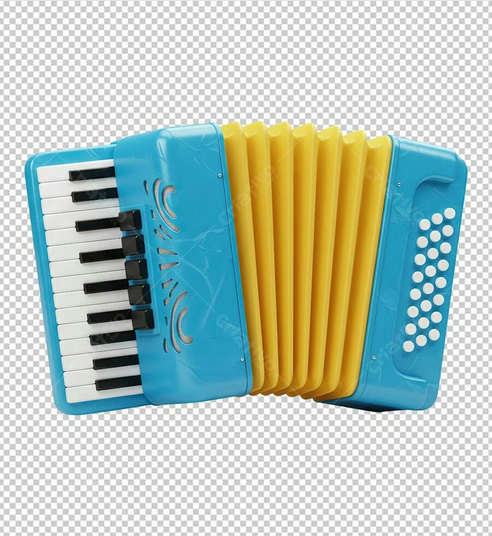 Sanfona Azul Renderizada em 3D png