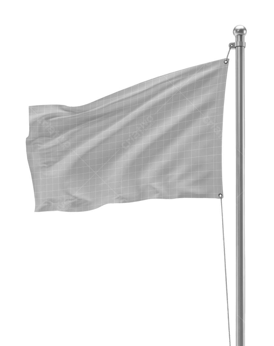 Mockup de Bandeira Cinza em Maquete Realista