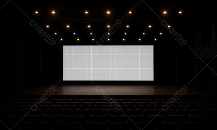 Mockup de Tela de Cinema em Ambiente Escuro