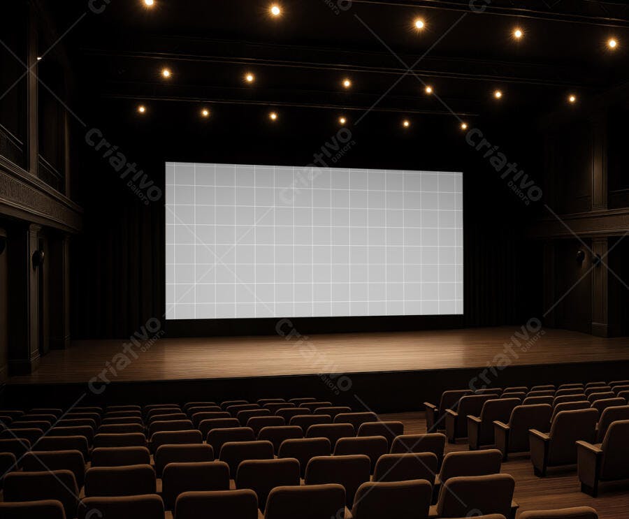 Mockup de Tela de Cinema em Auditório Clássico