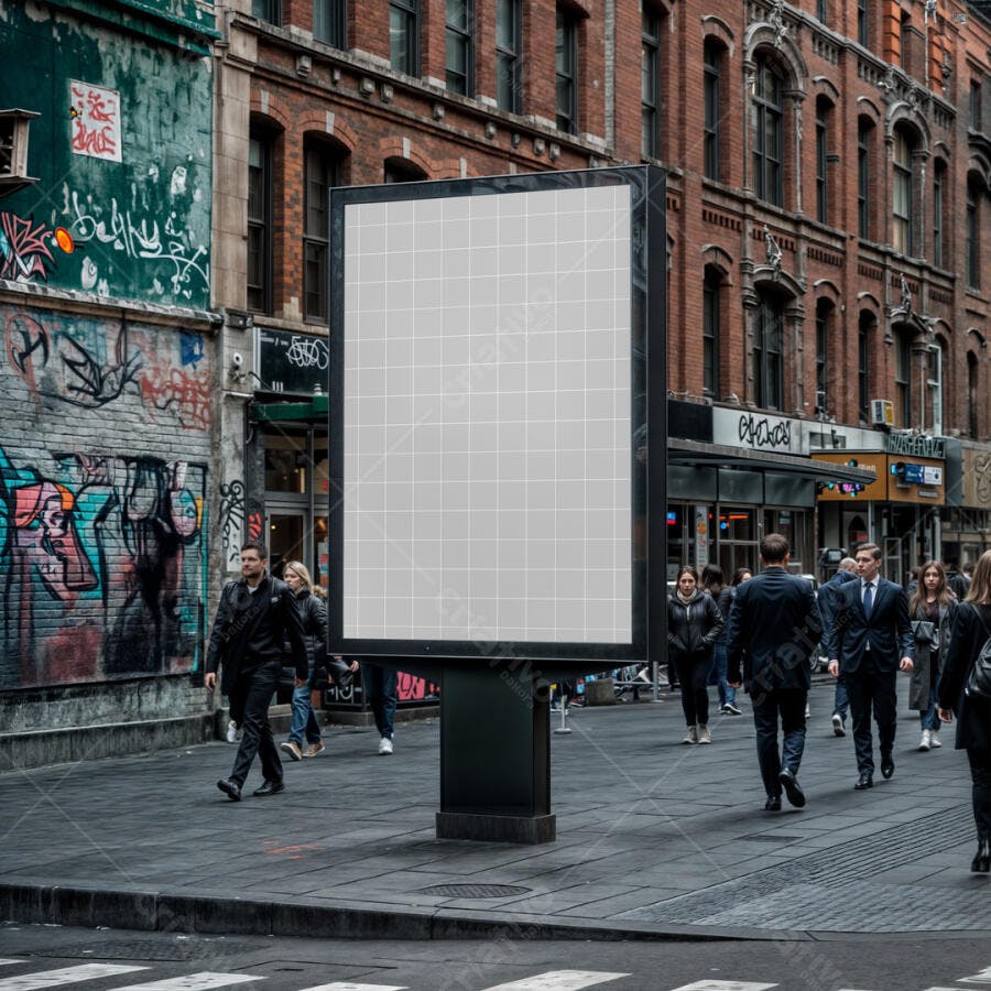 Mockup de Outdoor em Rua Urbana com Grafite