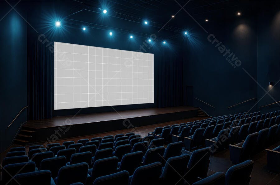 Mockup Cinema: Tela Gigante em Sala Luxuosa