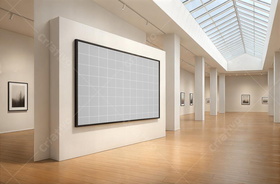 Mockup Quadro Moderno em Galeria de Arte