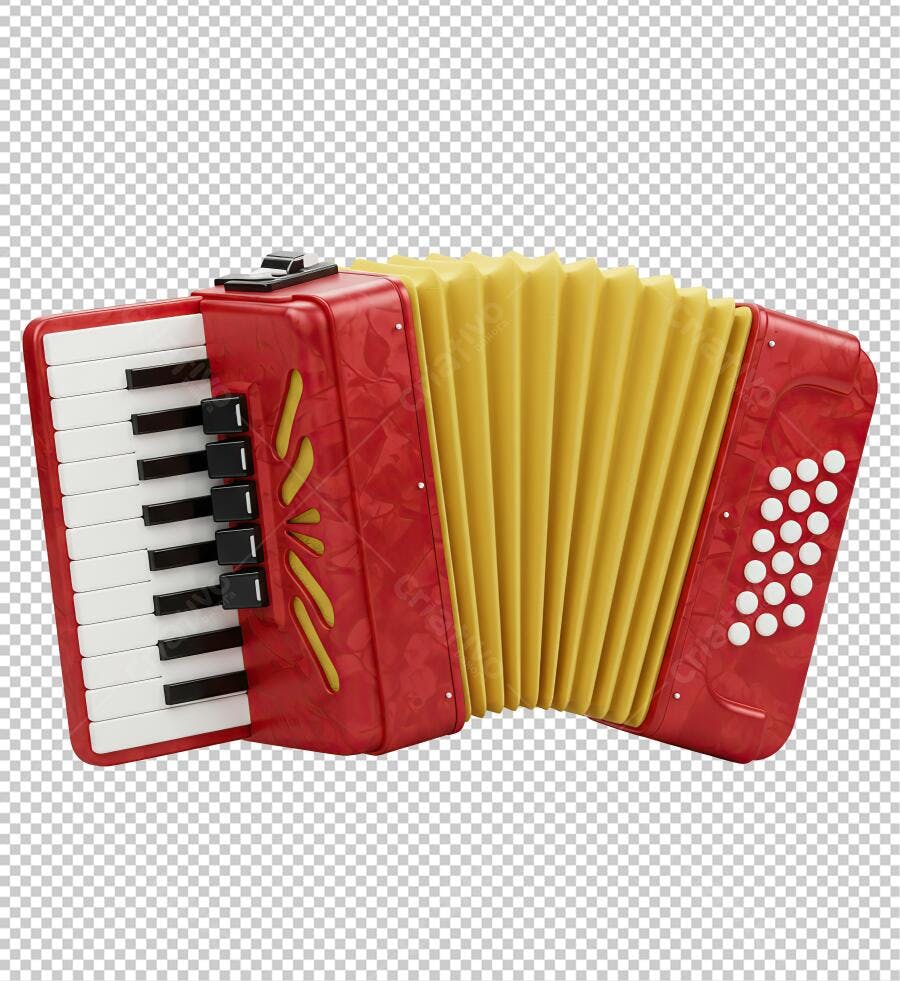PNG Ilustração Acordeão Vermelho e Amarelo com fundo transparente