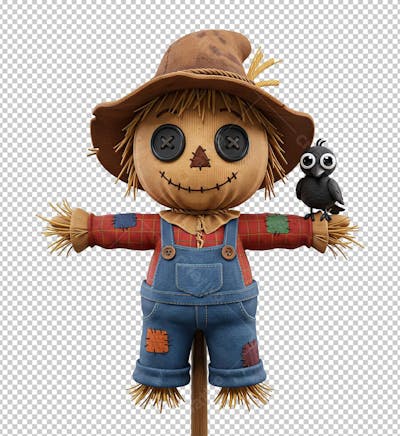 Espantalho Caipira Renderizado em Estilo Pixar 3D png