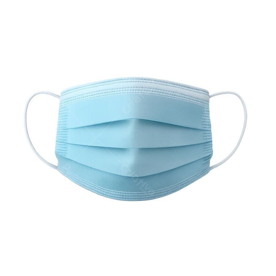 Mockup Máscara Cirúrgica Azul PNG com fundo transparente