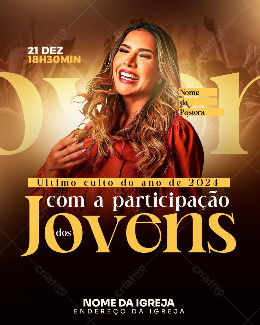 Flyer para Culto de Natal com Jovens PSD Editável