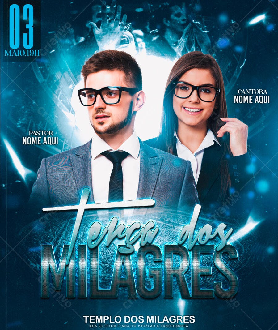 Flyer para Evento Religioso 03 de Maio PSD Editável
