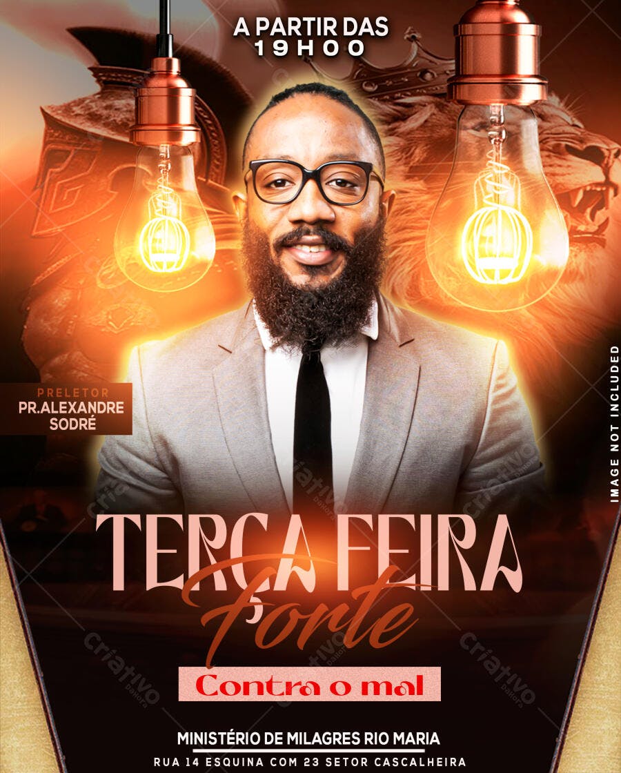 Flyer para Evento Religioso Terça Forte PSD Editável