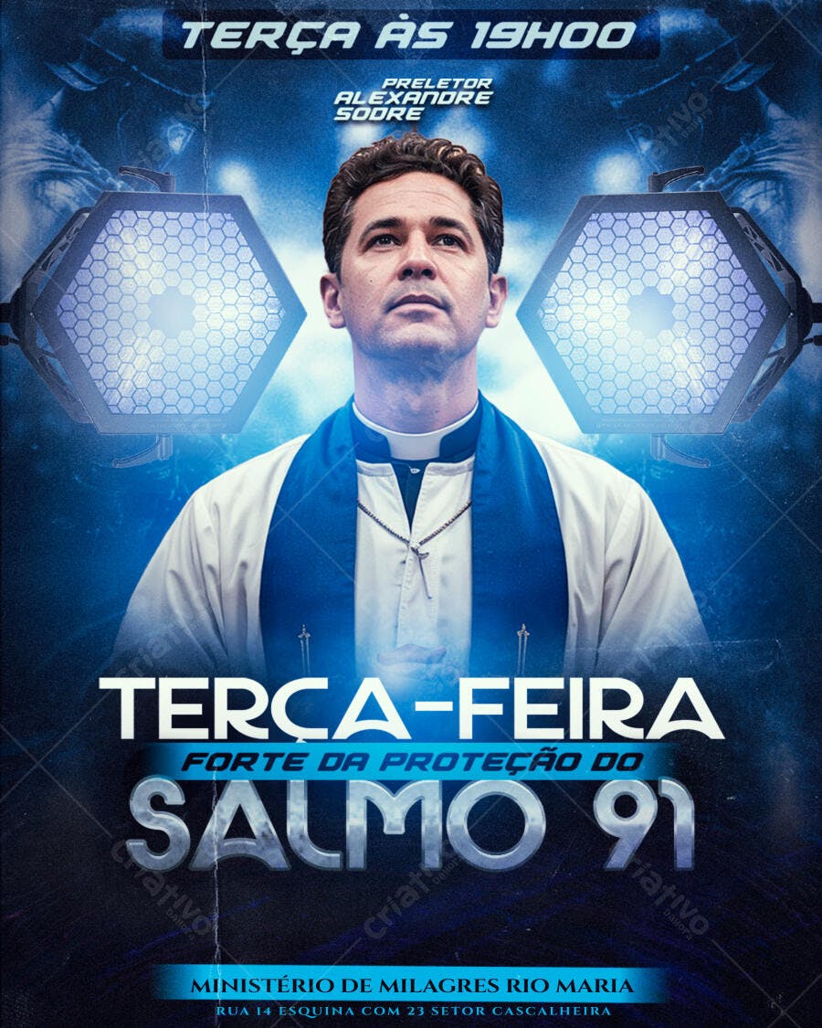 Flyer Terça-Feira Salmo 91 PSD Editável