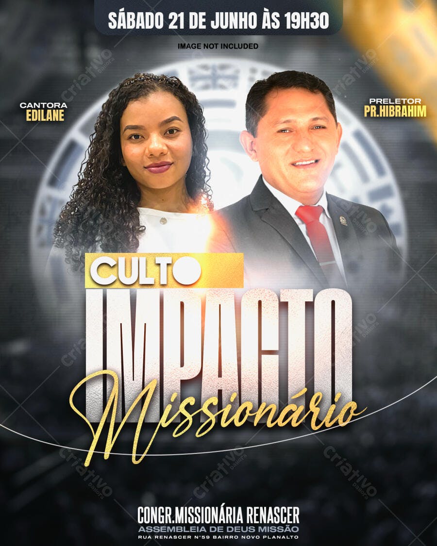 Flyer para Culto Missionário PSD Editável