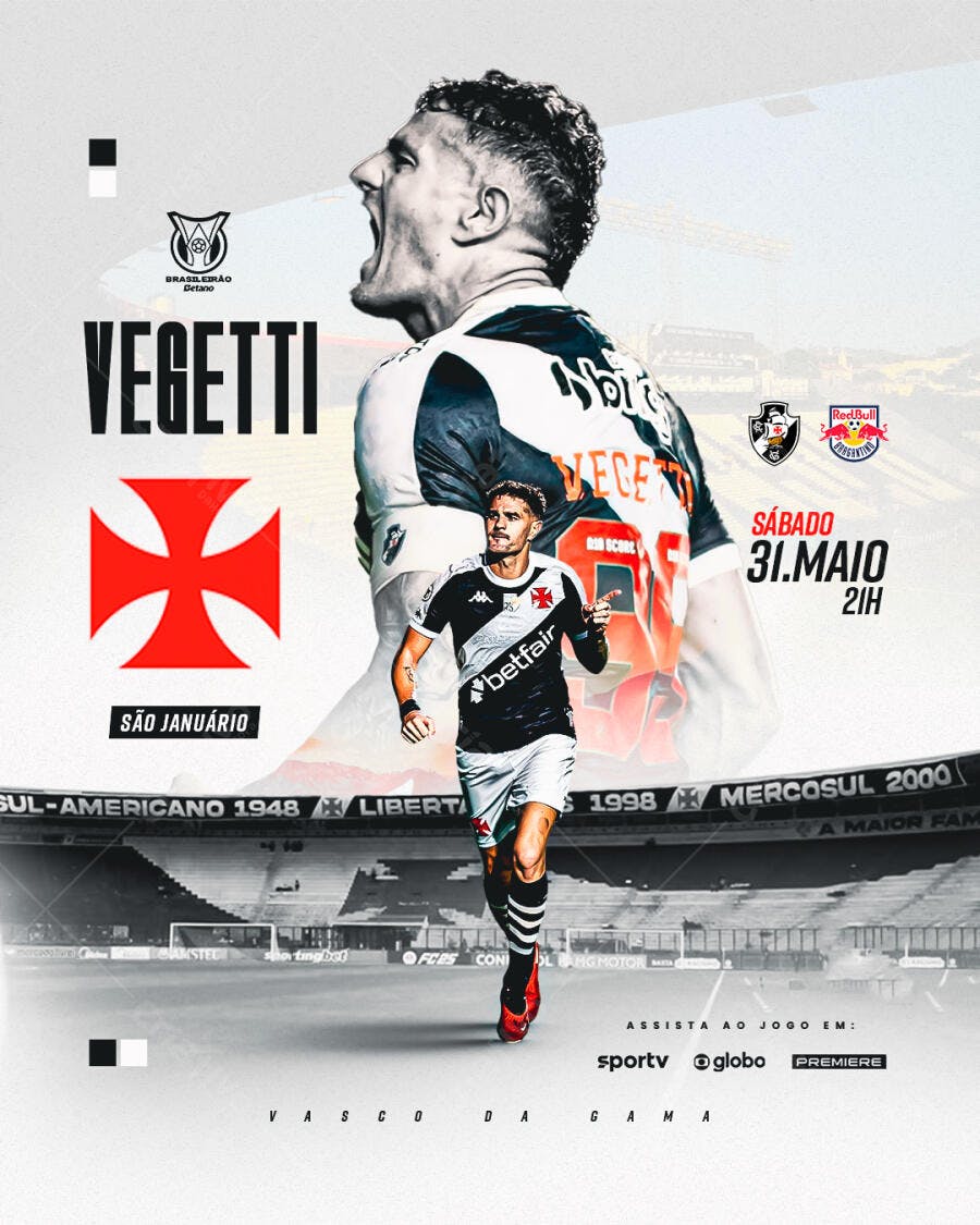 Flyer Jogo Vasco x Red Bull Bragantino PSD Editável